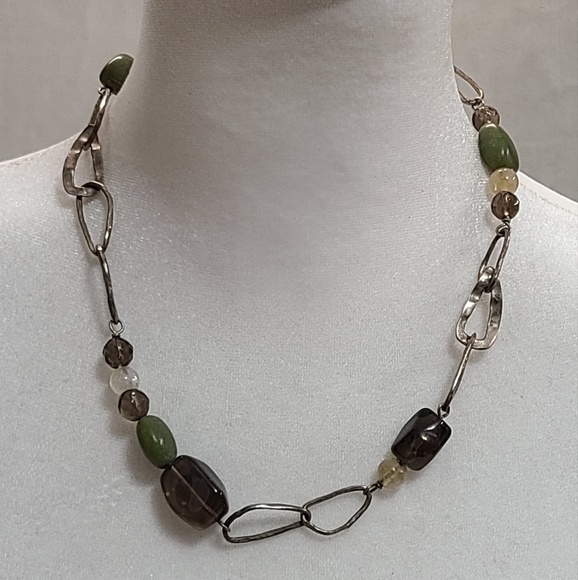Silpada Jewelry - Silpada Sterling Link Necklace With Jade, Citrine, & Smoky Quartz - Retired